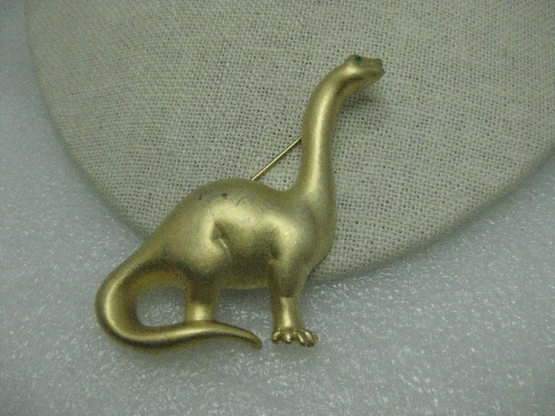 ladies teardrop brooch elegant -Vintage Gold Tone Dinosaur Brooch, signed PO, Brachiosaurus like Dino from the Flintstones or