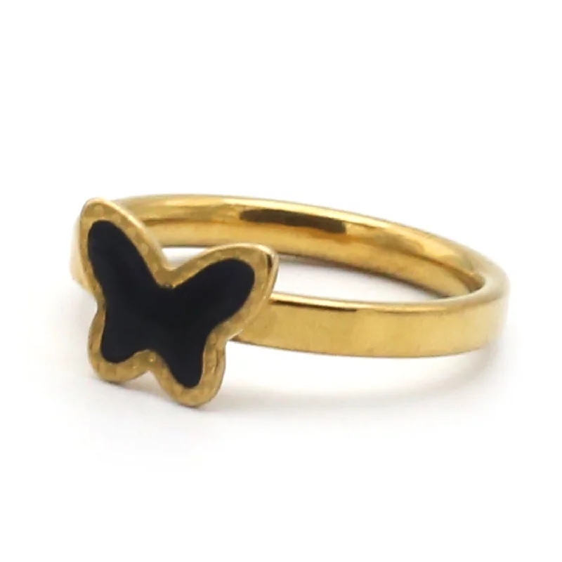 Ladies earthy timber rings -Stainless Steel Black Ring For Men - Golden