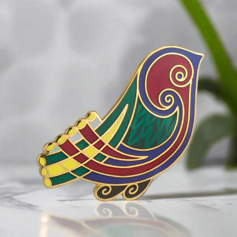 minimalist ring brooch for women -Gold Plated Bird Brooch