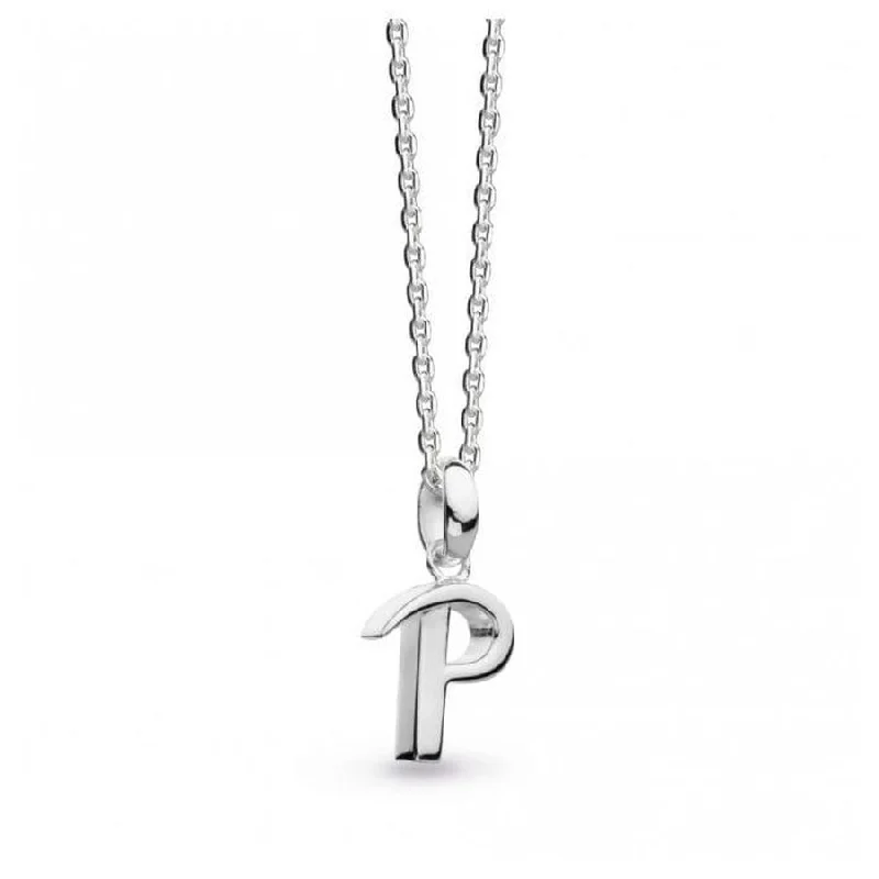 abstract shape necklaces for women -Silver Signature Capital P Necklace