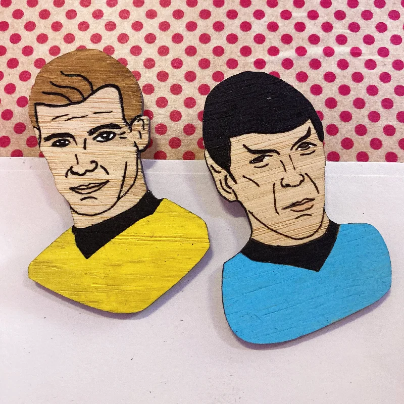 elegant floral brooch for women gifts -Brooch: Captain Kirk or Spock