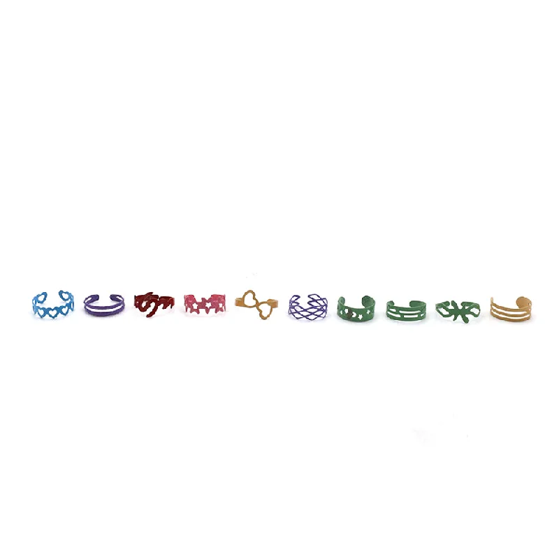 Ladies robust solitaire rings -10 Pcs Rings Card - Multi Color