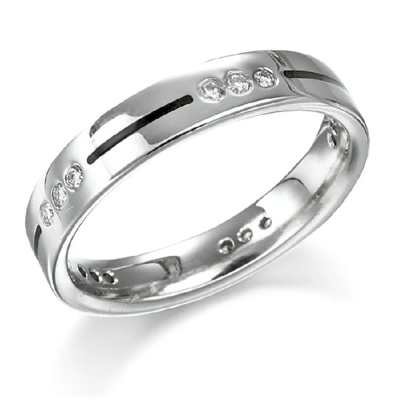 Ladies graceful band rings -0.17ct Round Brilliant Cut Diamond Set 18ct White Gold Ring