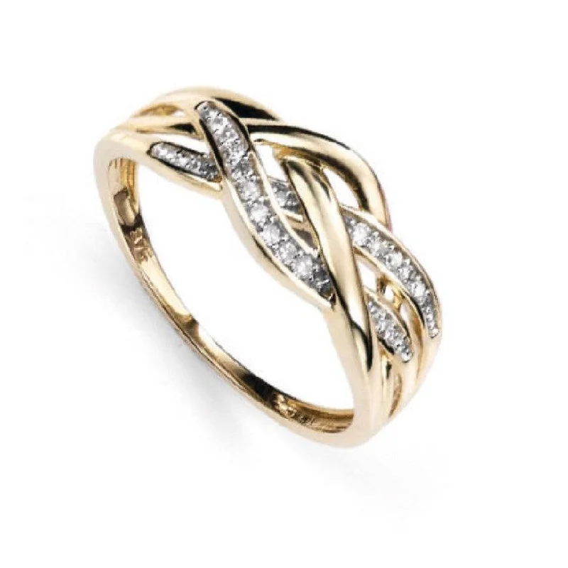 Ladies Celtic braid rings -9ct Yellow Gold Dia Plaited Ring