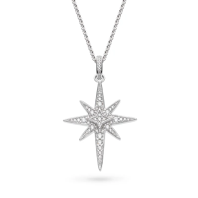 ladies silver necklaces topaz stones -Silver Celeste North Star Lux Pave Set Cubic Zirconia 20" Necklace