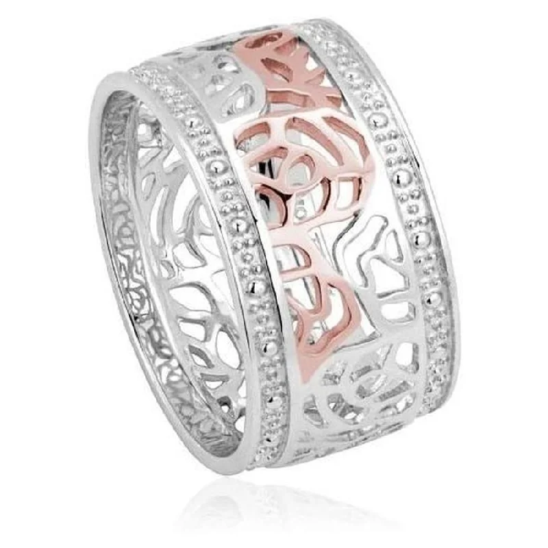 Ladies crystal dazzle rings -Silver and 9ct Rose Gold Royal Roses Ring