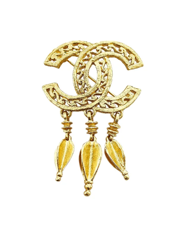 abstract shape brooch for women -Chanel CC Brooch Gold-tone Metal