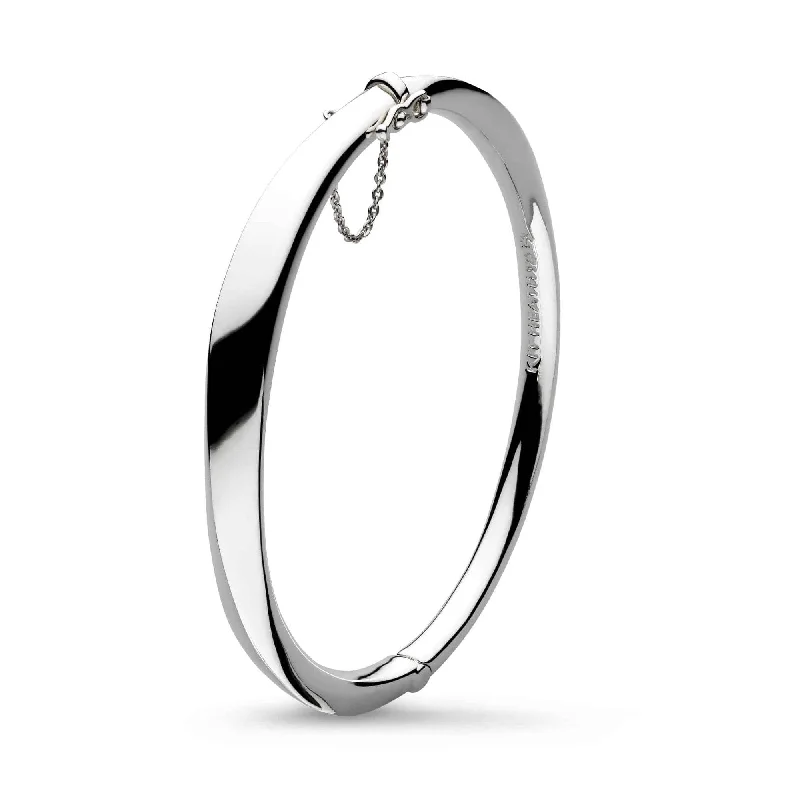 minimalist hoop bracelets for women -Silver Bevel Cirque Hinged Bangle