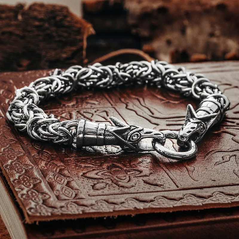 carved design bracelets for women -Wolf King Chain Bracelet, Stainless Steel