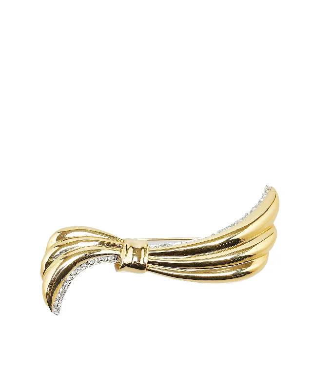 infinity design brooch for women -Gold Plated Rhinestone Corsage Brooch