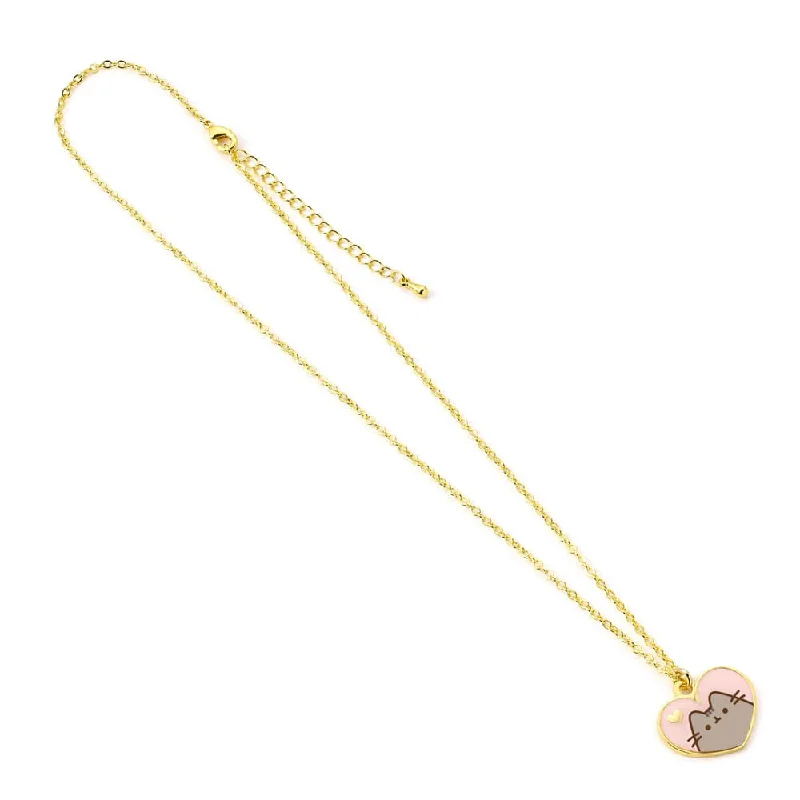 affordable ladies necklaces under 40 -Pusheen Pendant & Necklace Pink and Gold Heart