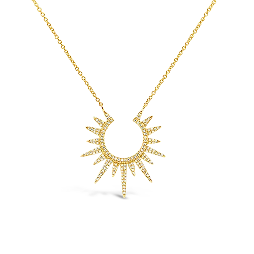 woven pattern necklaces for women -Diamond Sunburst Necklace