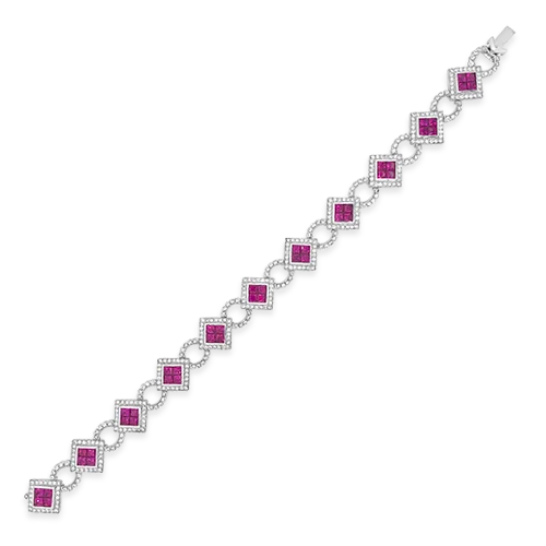 ladies silver bracelets obsidian stones -Ruby & Diamond Bracelet