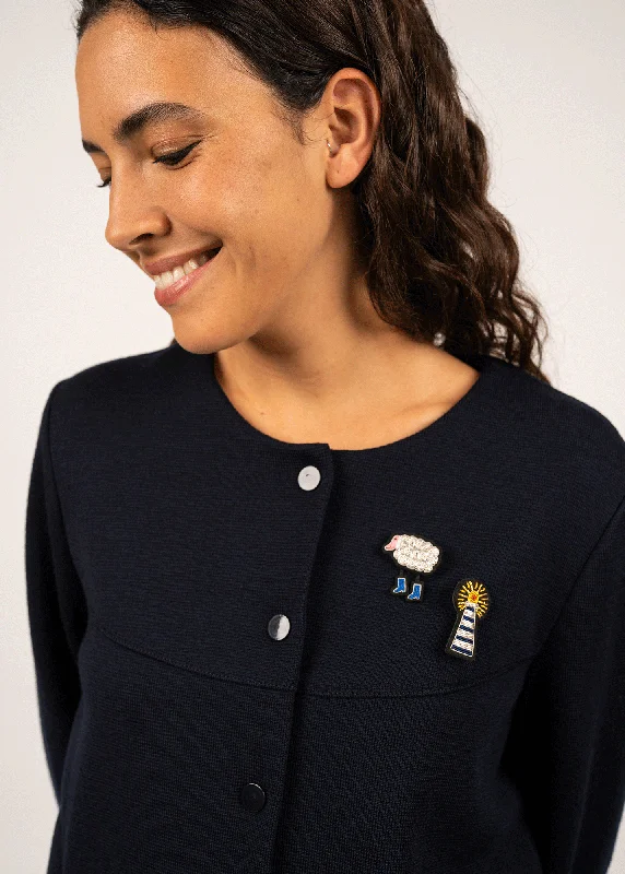 dotted pattern brooch for women -Lighthouse embroidered brooch - SAINT JAMES x Macon & Lesquoy (BLANC/BLEU)