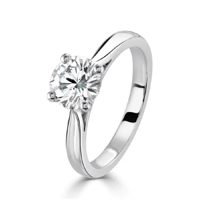 Ladies pointed triangle rings -1.21ct Round Brilliant Cut Diamond Solitaire Platinum Ring