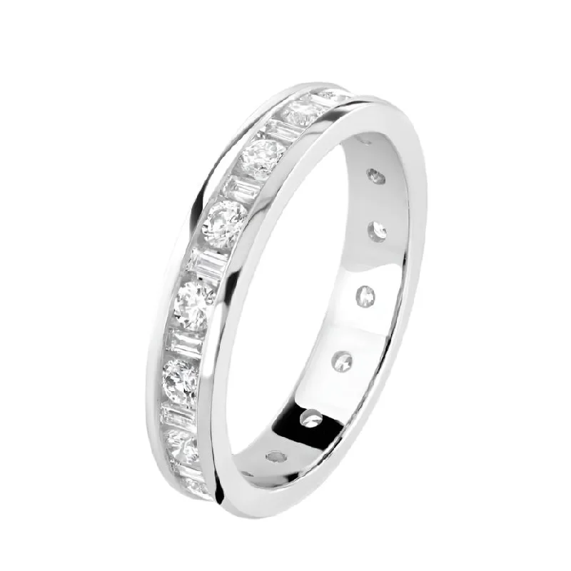 Ladies zest sparkle rings -1.00ct Round Brilliant Cut & Baguette Cut Diamond 18ct White Gold Full Eternity Ring