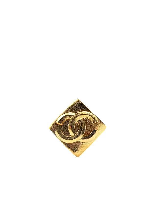 ladies casual brooch for everyday -Gold Plated Diamond Brooch with Back Pin Closure