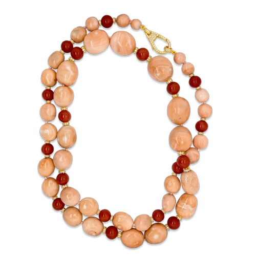 silver moon phase necklaces for women -Carved Coral Bead Necklace