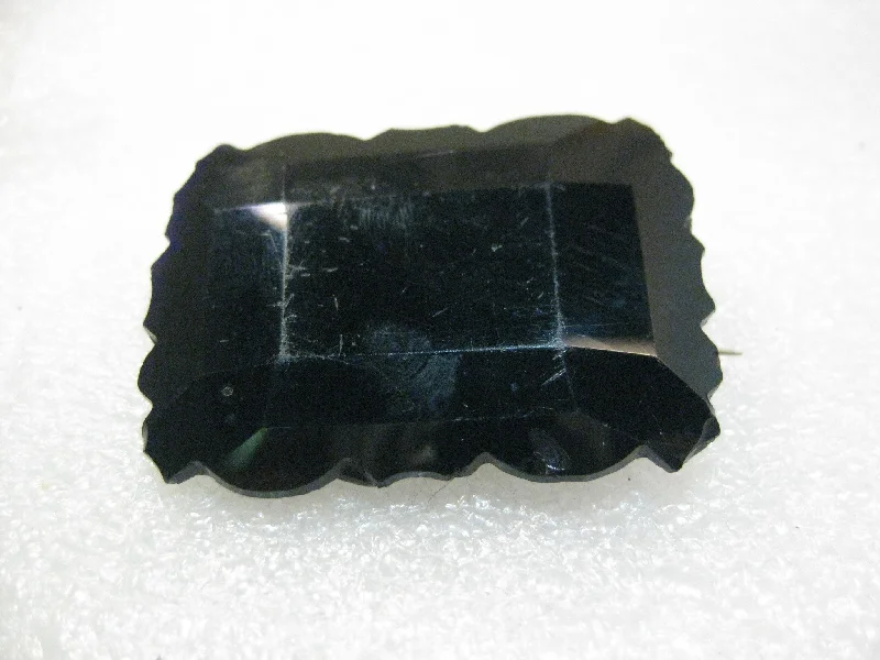 ladies brooch gemstone accents -1800's French Jet Faceted Mourning Brooch, 1.75" by 1.25",