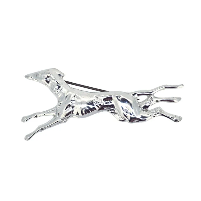 ladies rose gold brooch links -Silver Greyhound Brooch