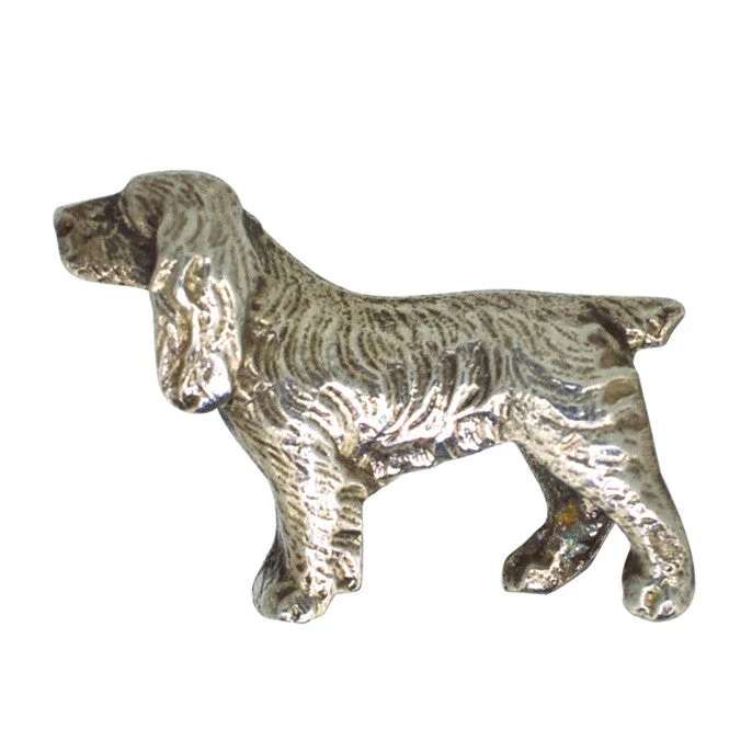 ladies silver brooch rose quartz -Spaniel Dog Brooch