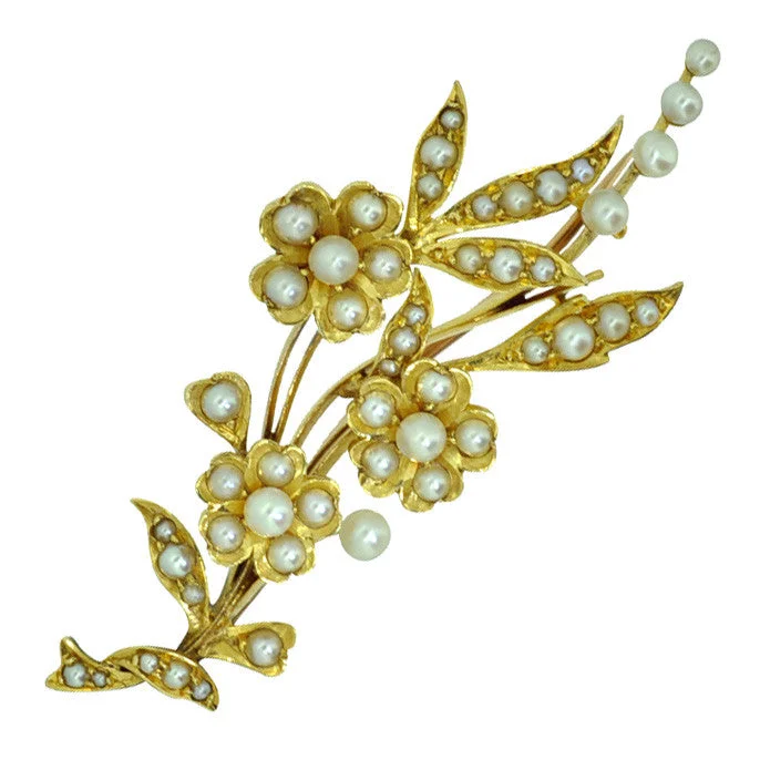 ladies brooch scalloped edges -Pearl Spray Brooch