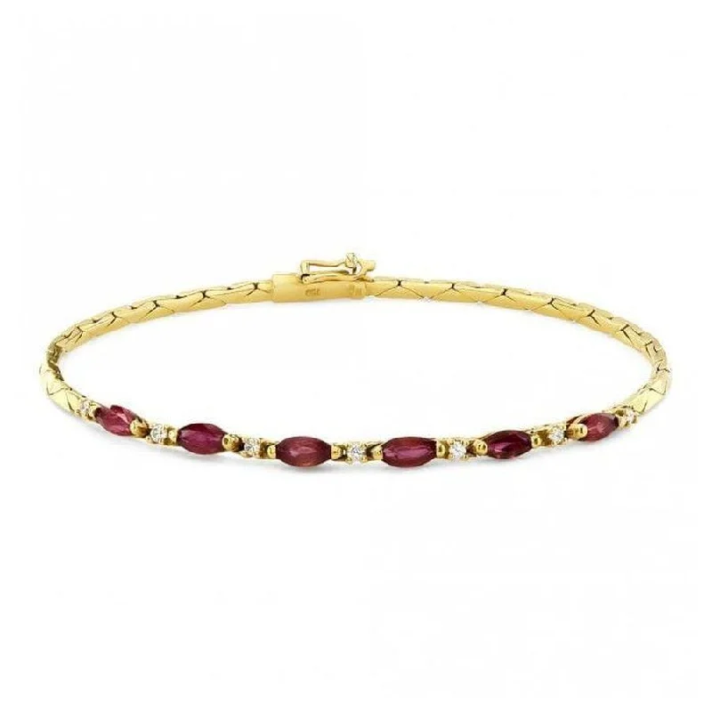 ladies white gold bracelets beads -18ct Yellow gold Ruby & Diamond Bracelet