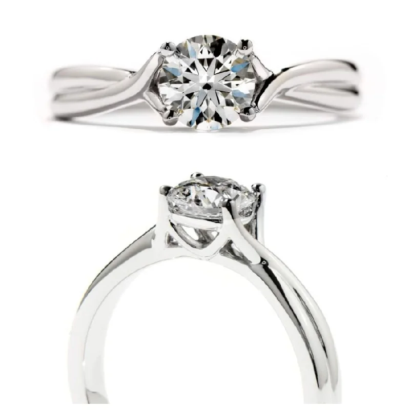 Ladies faith cross rings -0.72ct Simply Bridal Twist Diamond Solitaire Platinum Ring