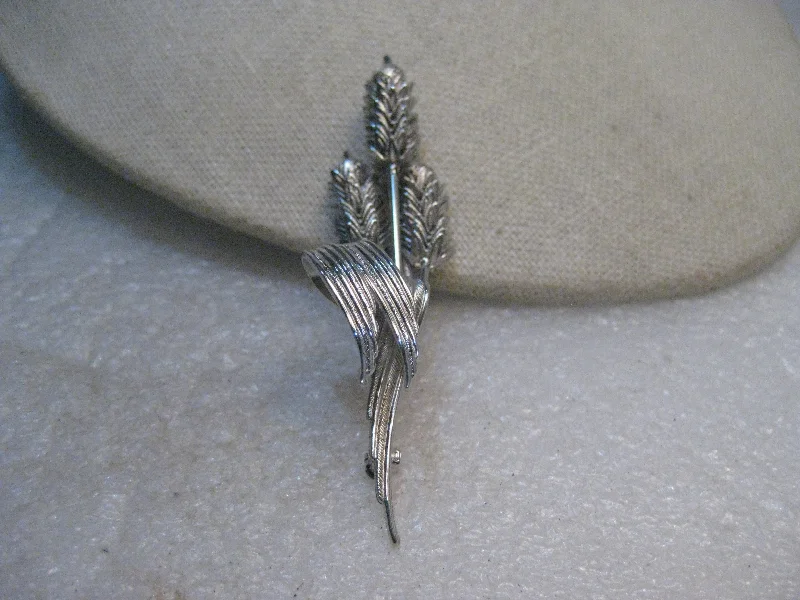 ladies silver brooch apatite stones -Vintage Articulated Wheat Brooch, Silver Tone - Tops Move, 3.25" Tall, 1960's