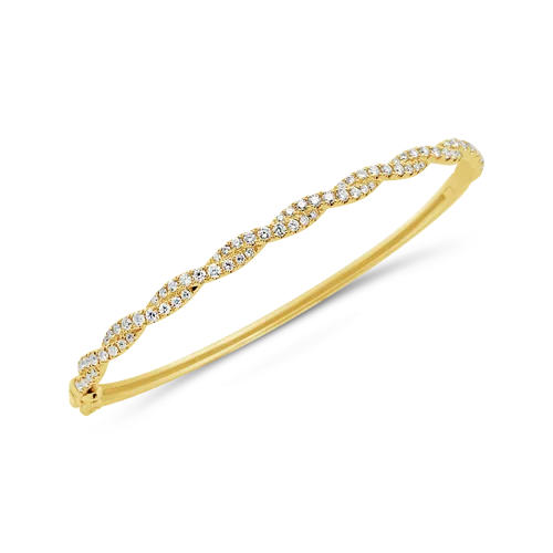 matte gold bracelets for women -Diamond Twist Bangle