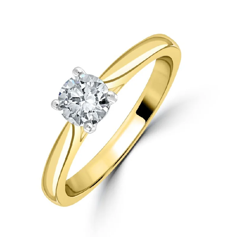 Ladies creative abstract rings -0.50ct Round Brilliant Cut Diamond Solitaire 18ct Yellow Gold Ring