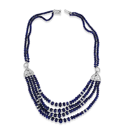 mixed metal necklaces for women -Sapphire Bead Cartier Estate Necklace