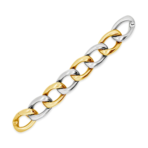 ladies rose gold bracelets star design -Yellow & White Gold Link Estate Bracelet