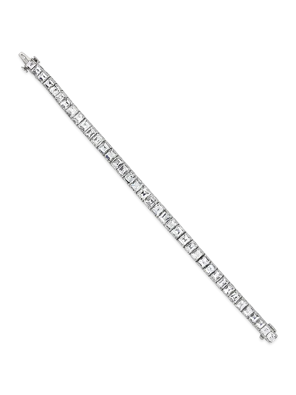 ladies white gold bracelets elegant -Square Diamond Tennis Bracelet