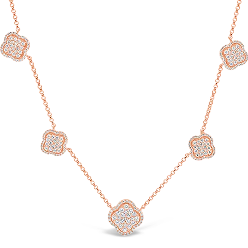 luxury gold necklaces for ladies special events -Five Flower Diamond Necklace