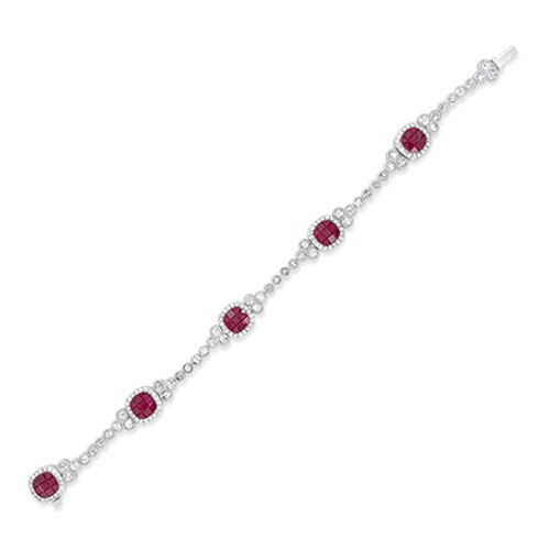 minimalist ring bracelets for women -Ruby & Diamond Bracelet