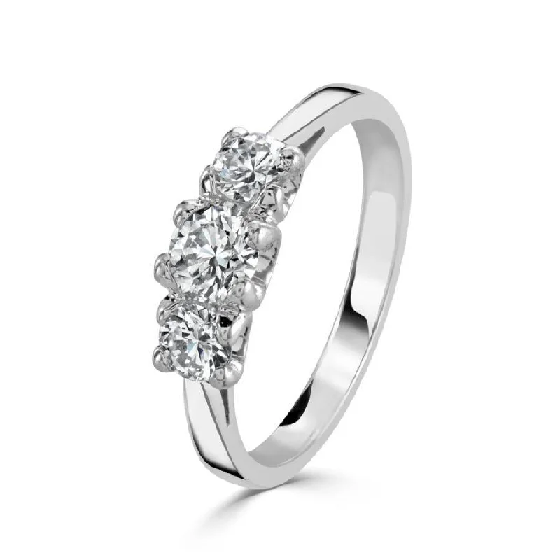 Ladies cheer gleam rings -Platinum Round Brilliant Cut Diamond Trilogy Ring