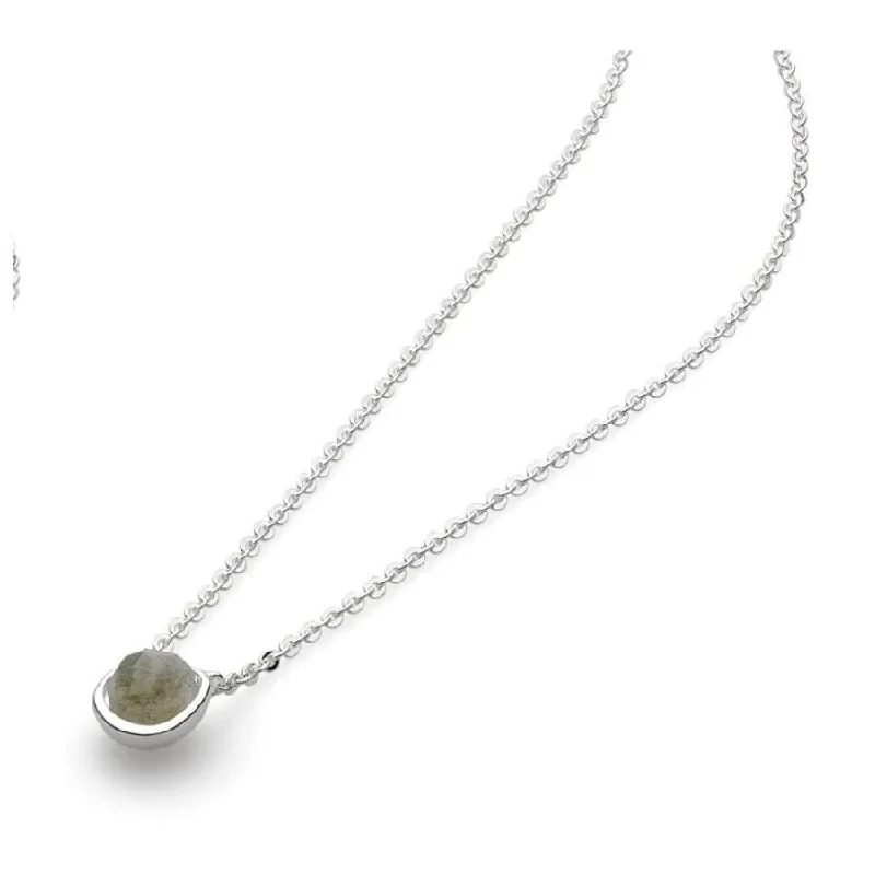 rose gold moon necklaces for women -Silver Coast Pebble Labradorite Set Necklace