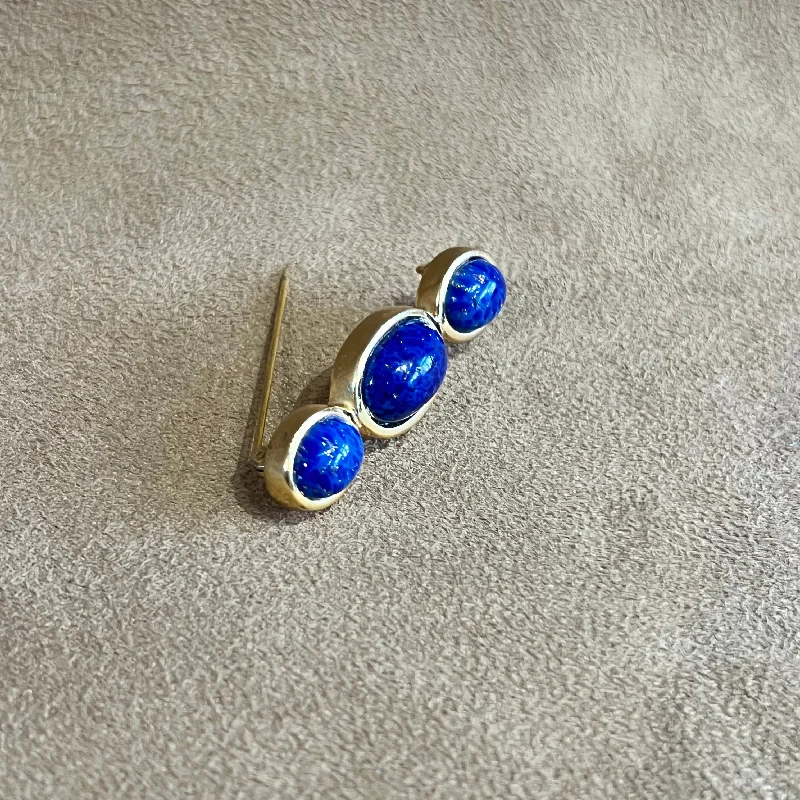 ladies silver brooch amber stones -Christian Dior Lapis  Blue Brooch