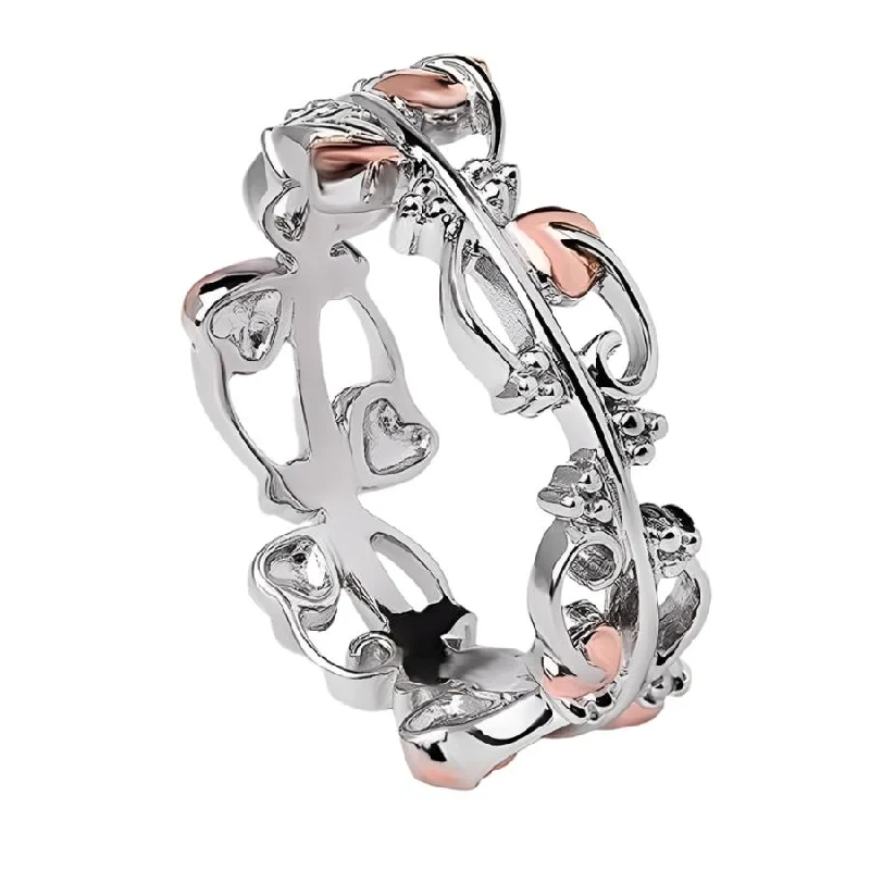 Ladies dusk gleam rings -Silver and 9ct Rose Gold Tree of Life Ring