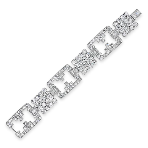 ladies silver bracelets onyx stones -Diamond Estate Bracelet