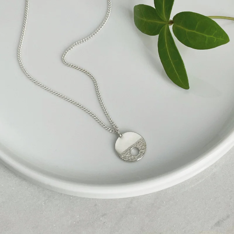 ladies white gold necklaces elegant -Modernist Silver Circle Necklace, Small by Genevieve Broughton