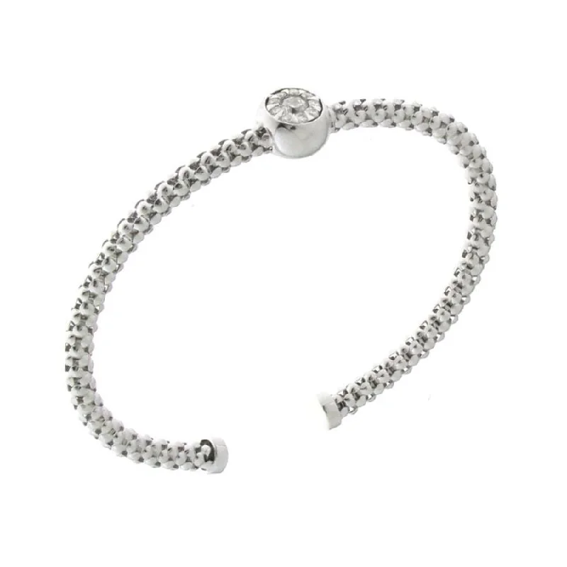 ladies charm bracelets nature themes -18ct White Gold Diamond Set Stretch Bouguer Bangle