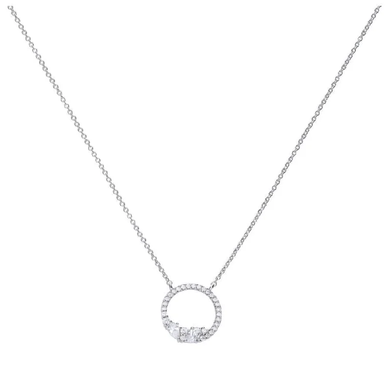 layered bead necklaces for women -Silver Cubic Zirconia Loop Cluster Necklace