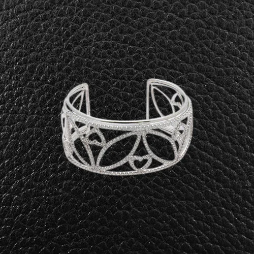 twisted band bracelets for women -Diamond Hearts Cuff Bracelet