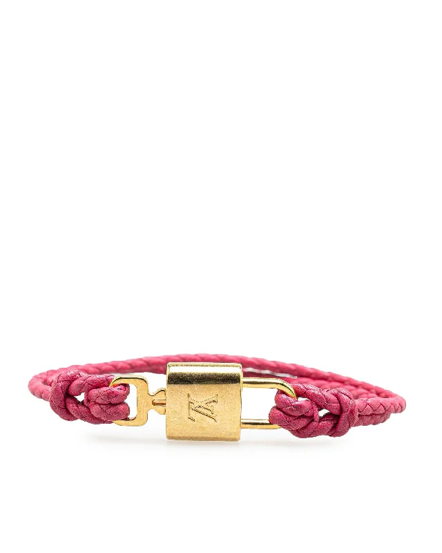 ladies bracelets diamond cut edges -Gold Plated Padlock Bracelet with Leather Cord and Key