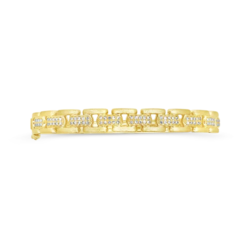 ribbon design bracelets for women -Gold & Diamond Link Bangle Bracelet