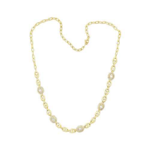 gold moon design necklaces for women -Diamond Mariner Link Necklace