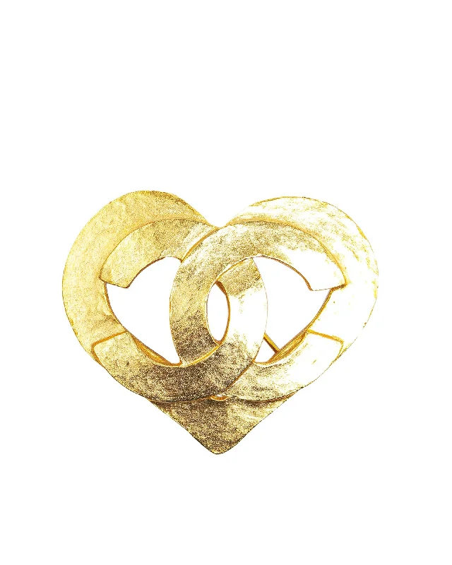 gold sun motif brooch for women -Gold Plated Heart Brooch