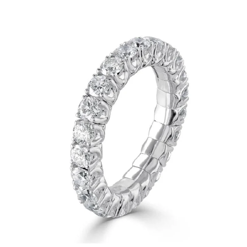 Ladies thin titanium rings -2.46ct 23-Round Brilliant Cut Diamond Expanding 18ct White Gold Full Eternity Ring